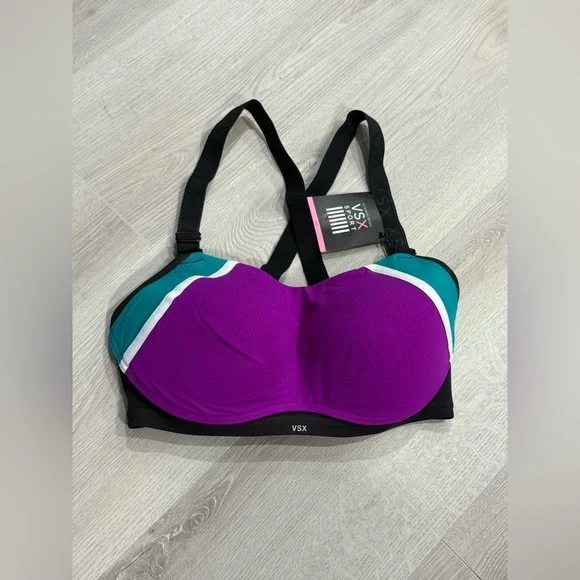 Victoria's Secret Purple and Green Sports Bra for Active Comfort Size 34D NWT - Picture 1 of 8